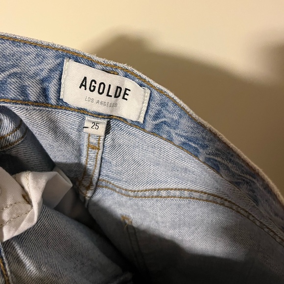 AGOLDE Jamie High-Rise Classic-Fit Button Fly Ankle Distressed Jeans Blue 25 - Picture 4 of 5